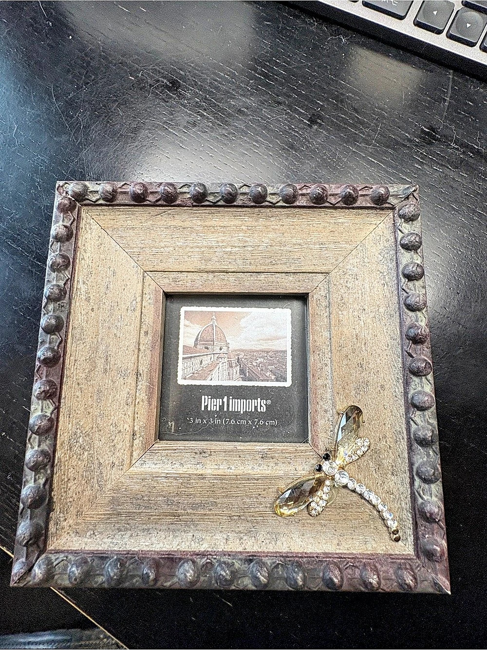 Pier 1 Imports Beaded Wood Dragonfly Picture Frame